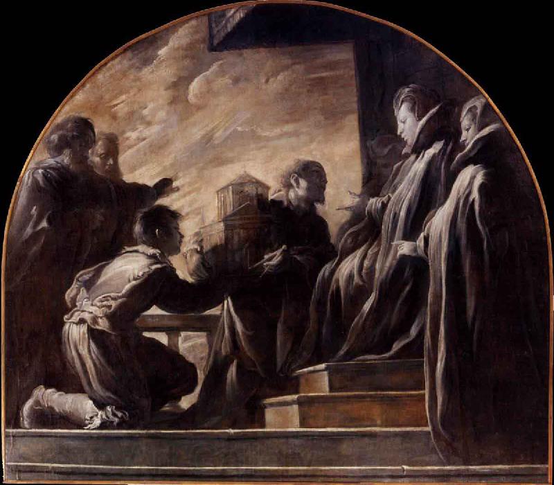 Domenico Fetti Margherita Gonzaga Receiving the Model of the Church of St Ursula Spain oil painting art